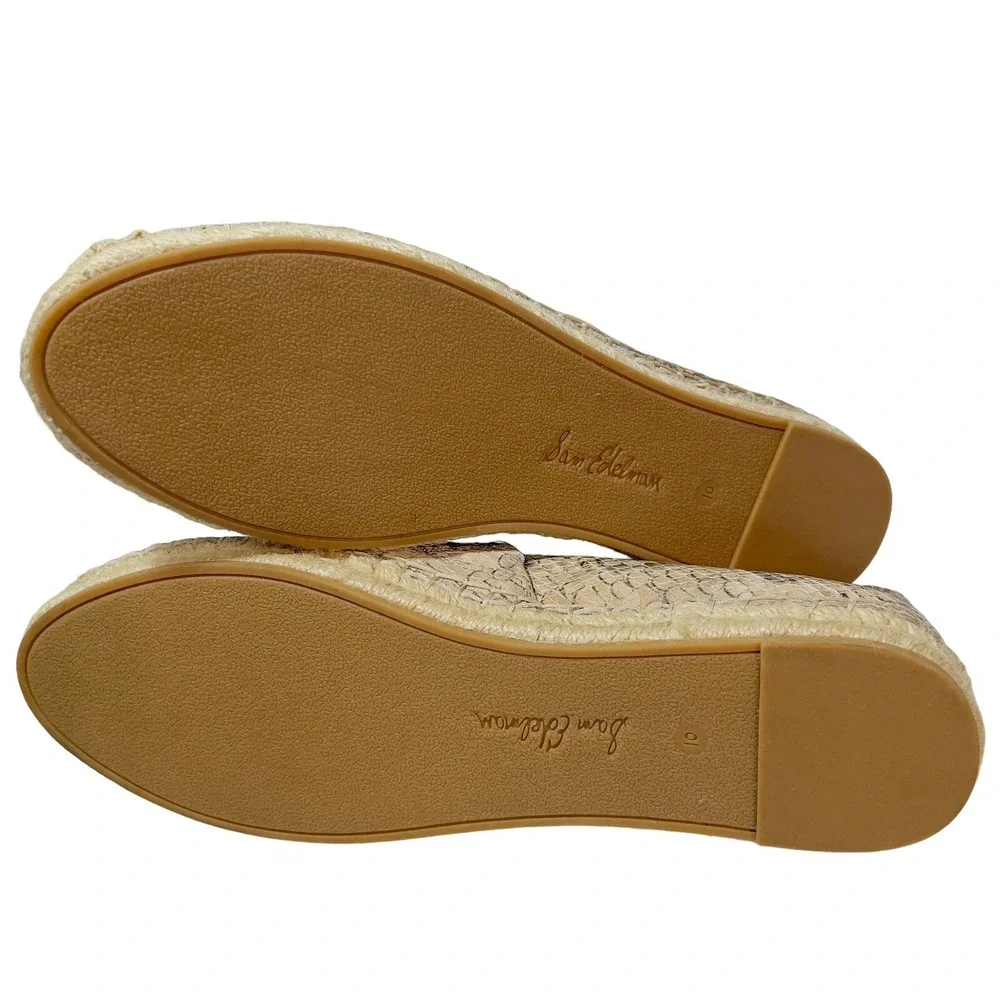 Sam Edelman Khloe Slip-On Snakeskin Mesa Nude Leather Espadrille Flats Size 10